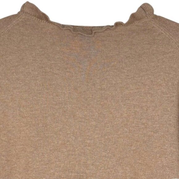 J. Crew Factory Ruffleneck Cotton Sweater - Heathered Mushroom - XL - Picture 6 of 9